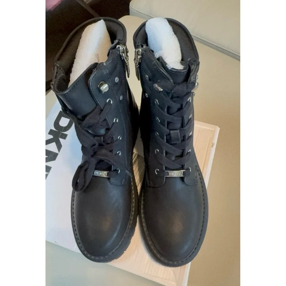 Youth girls size 5 DKNY black boots.